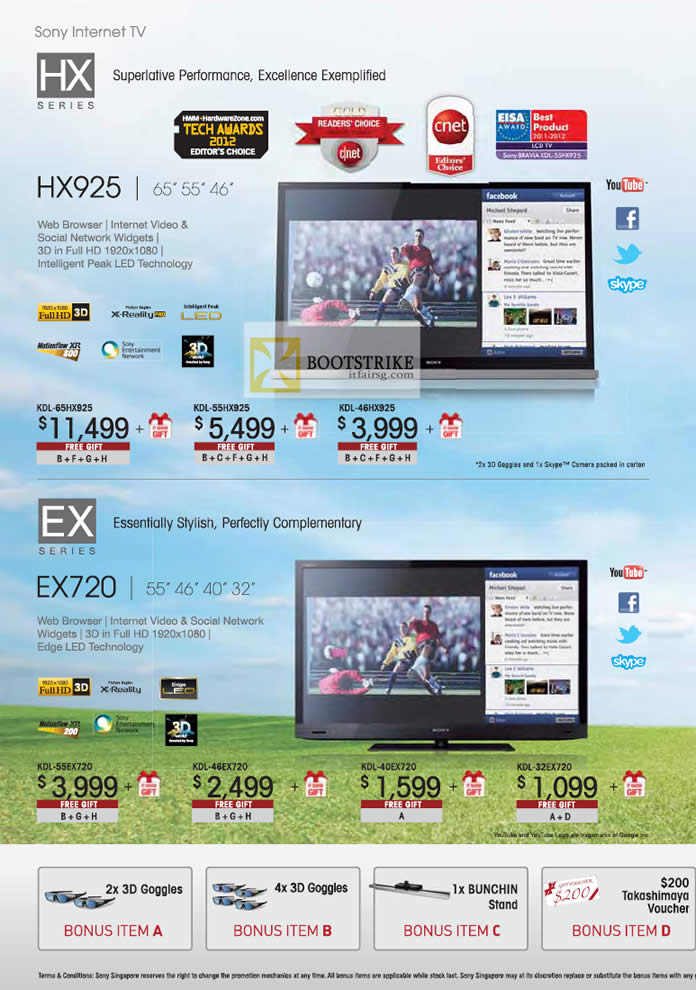 IT SHOW 2012 price list image brochure of Sony Bravia TV LED KDL-65HX925, KDL-55HX925, KDL-46HX925, KDL-55EX720, KDL-46EX720, KDL-40EX270, KDL-32EX720