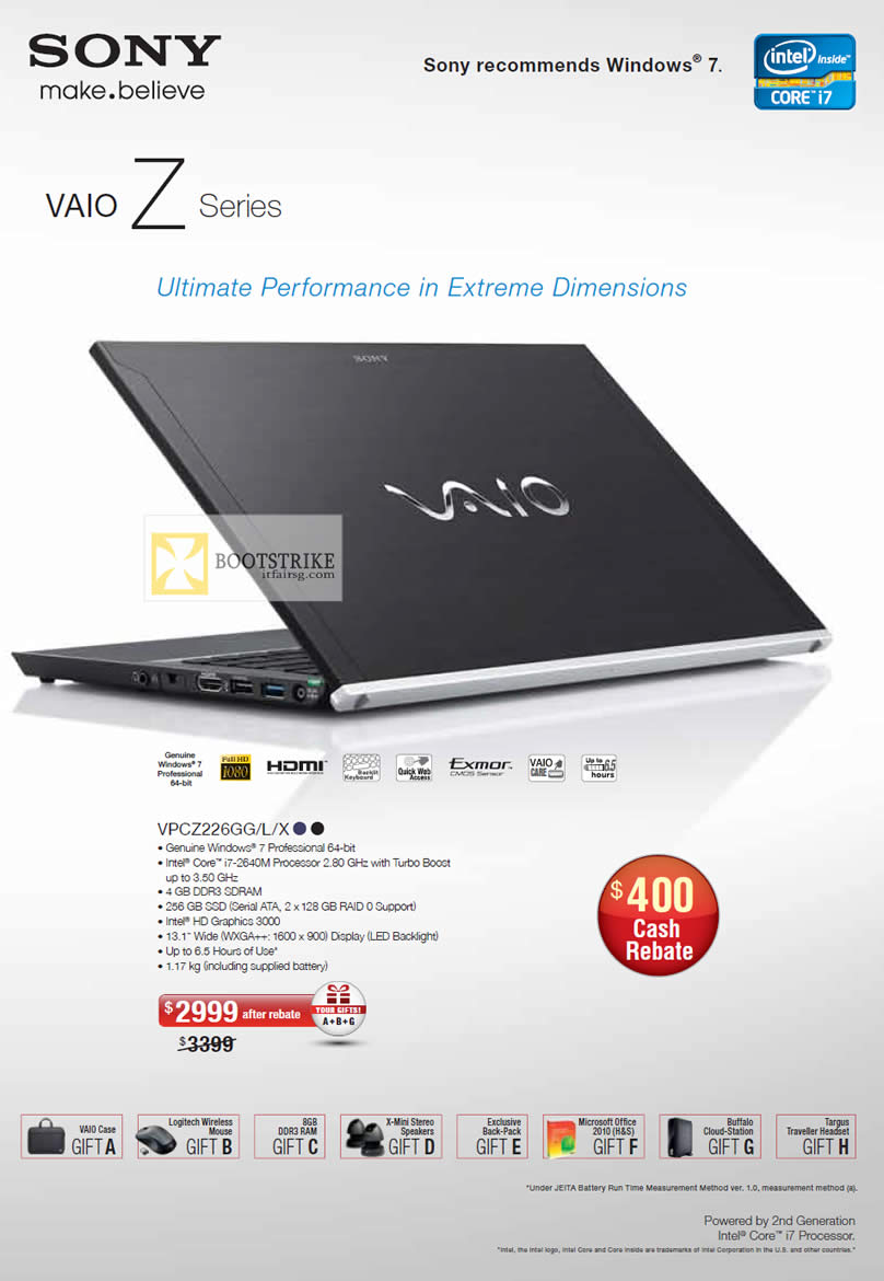 IT SHOW 2012 price list image brochure of Sony Notebooks Vaio Z VPCZ226GG