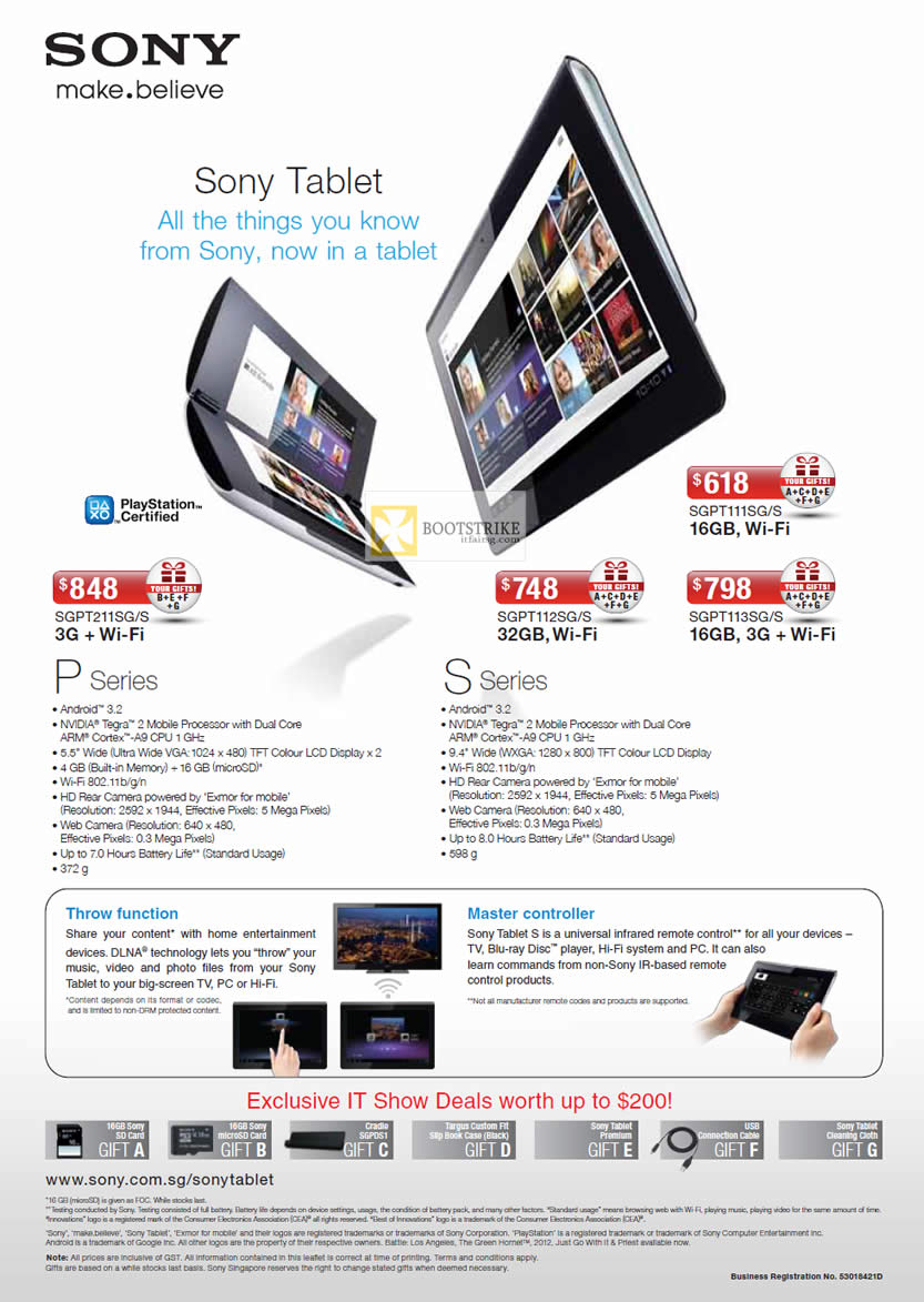 IT SHOW 2012 price list image brochure of Sony Tablets Android SGPT211SG S, SGPT111SG S, SGPT112SG S, SGPT113SG S