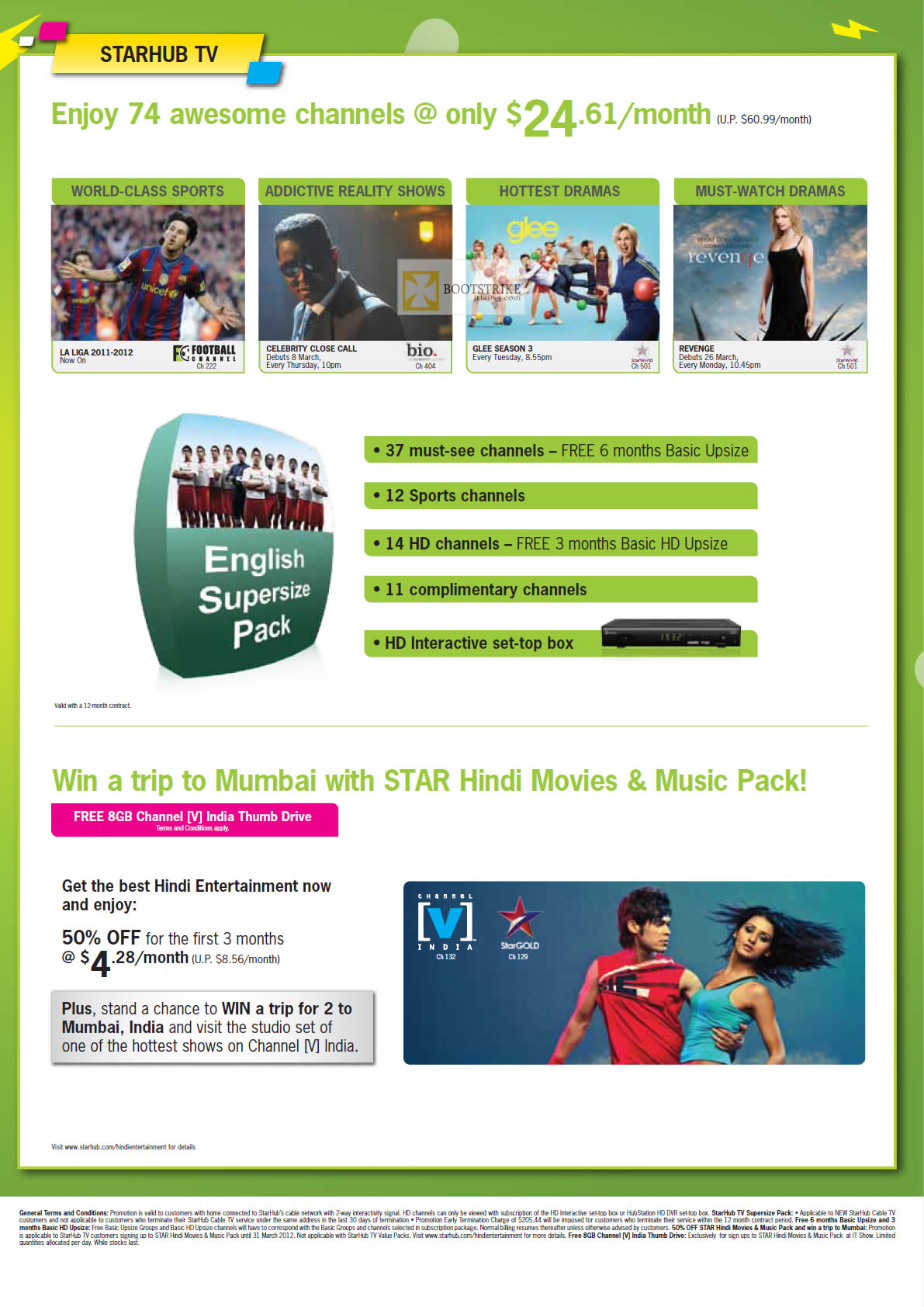 IT SHOW 2012 price list image brochure of Starhub TV 74 Channels, Mumbai Trip Star Hindy Movies, Music Pack