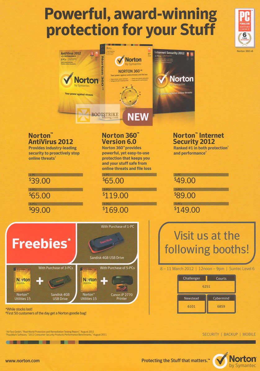 IT SHOW 2012 price list image brochure of Symantec Norton Antivirus 2012, 360 Version 6.0, Internet Security 2012