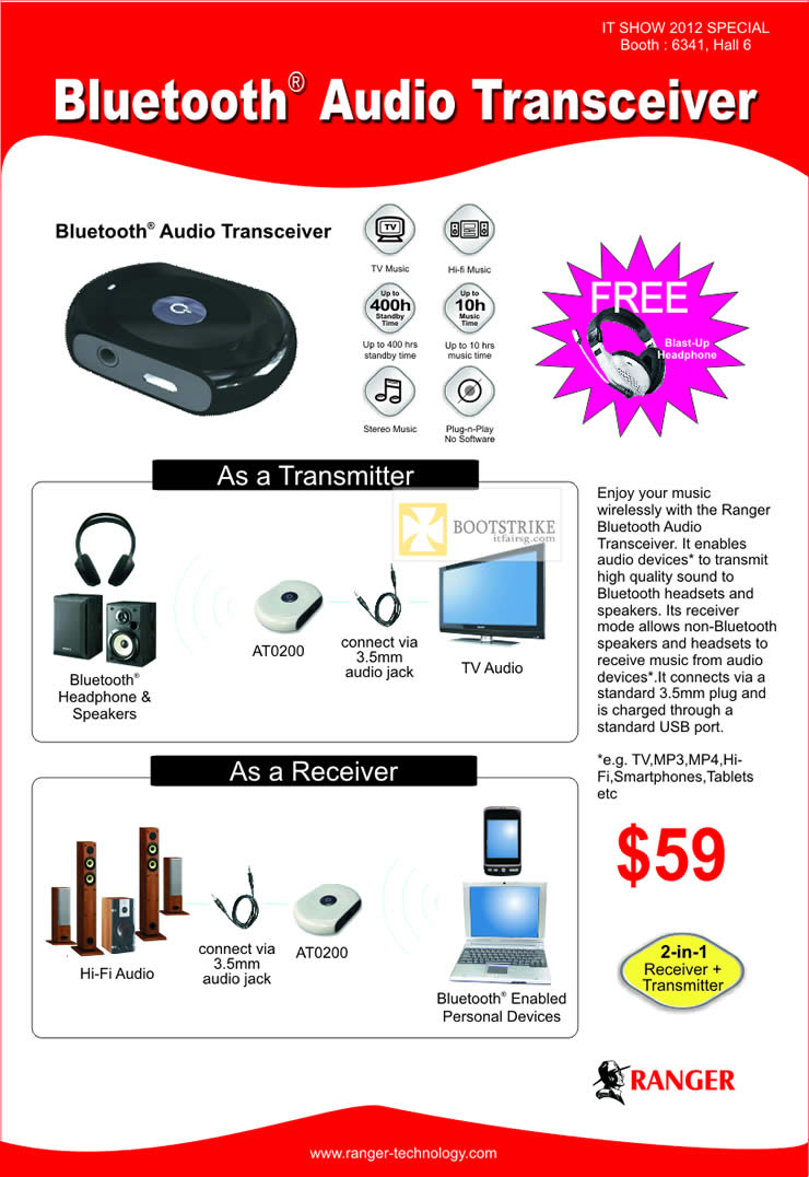 IT SHOW 2012 price list image brochure of Systems Tech Ranger Bluetooth Audio Transceiver