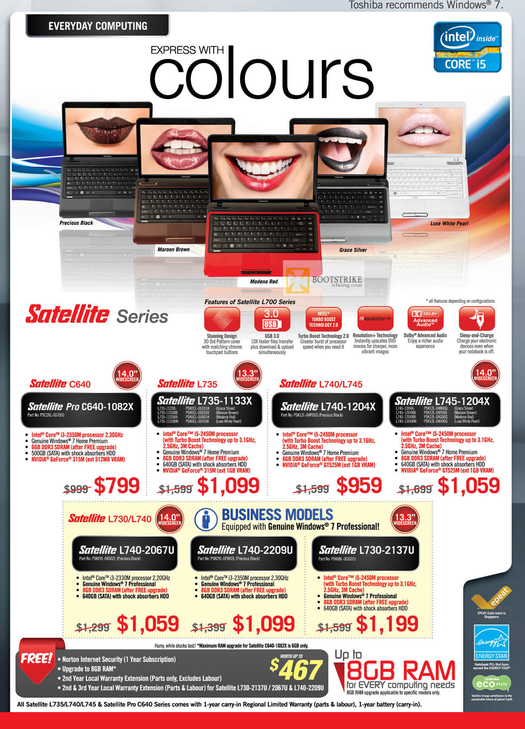 IT SHOW 2012 price list image brochure of Toshiba Notebooks Satellite Pro C640-1082X, L735-1133X, L740-1204X, L745-1204X, L740-2067U, L740-2209U, L730-2137U
