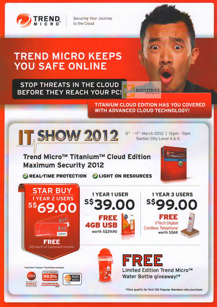 IT SHOW 2012 price list image brochure of Trend Micro Titanium Cloud Edition Maximum Security 2012 Anti Virus Software