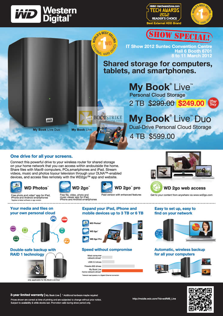 IT SHOW 2012 price list image brochure of Western Digital My Book Live Personal Cloud Storage, Live Duo