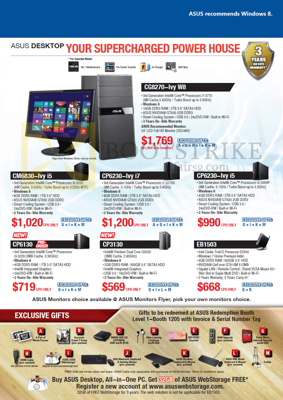 IT SHOW 2013 price list image brochure of ASUS Desktop PC CG8270-Ivy W8, CM6830-Ivy I5, CP6230-Ivy I7 I5, CP6130, CP3130, EB1503