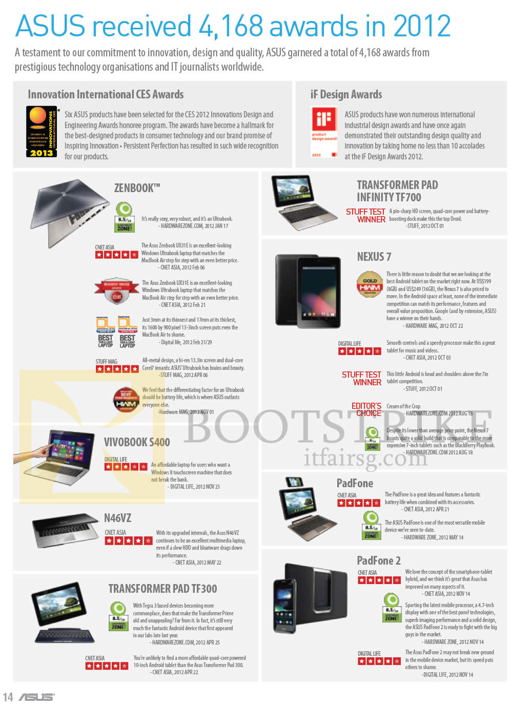 IT SHOW 2013 price list image brochure of ASUS Notebooks 4,168 Awards In 2012