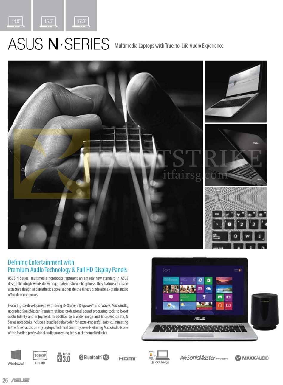 IT SHOW 2013 price list image brochure of ASUS Notebooks N Series Premium Audio Technology, Full HD Display Panels