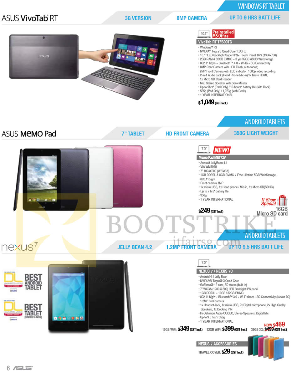 IT SHOW 2013 price list image brochure of ASUS Notebooks VivoTab RT TF600TG, Memo Pad ME172V, NEXUS 7, NEXUS 7C