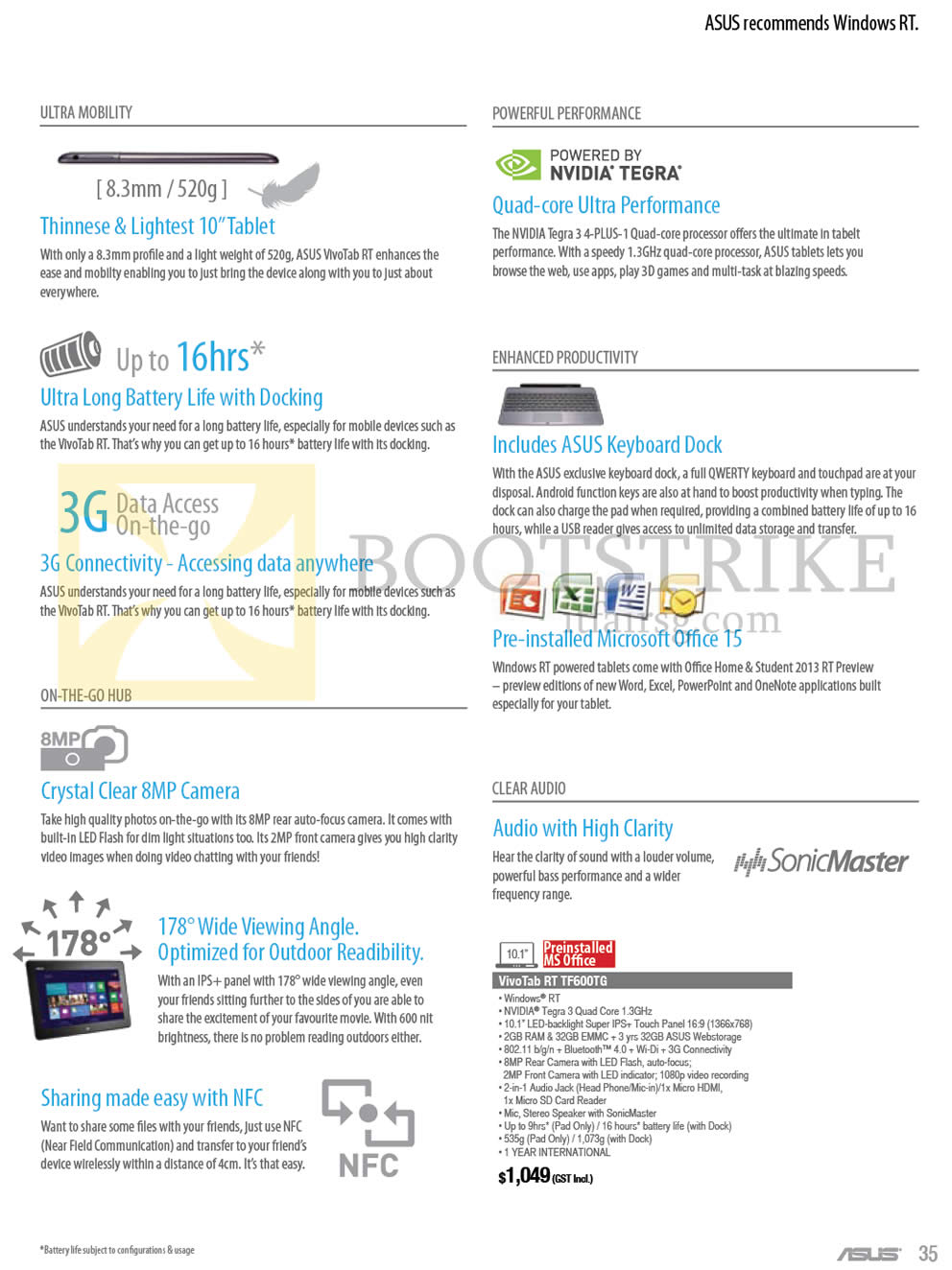 IT SHOW 2013 price list image brochure of ASUS Notebooks VivoTab RT Tablet Features, VivoTab RT TF600TG