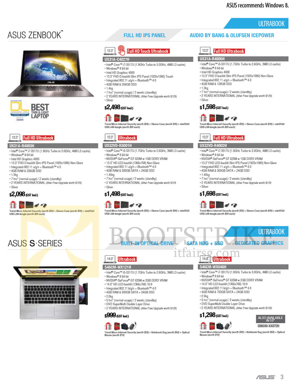IT SHOW 2013 price list image brochure of ASUS Notebooks Zenbook UX31A-C4027H, R4005H, UX31A-R4003H, UX32VD-R3001H, UX32VD-R4002H, S46CM-WX121H, S46CM-WX046H