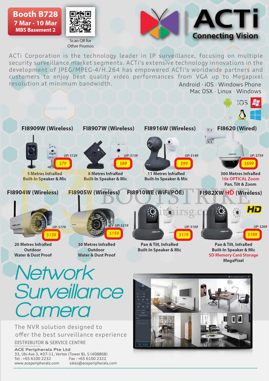 IT SHOW 2013 price list image brochure of Ace Peripherals IP Surveillance Camera ACTi FI8909W FI8907W FI8916W FI8620 FI8904W FI8905W FI8910WE FI982XW HD
