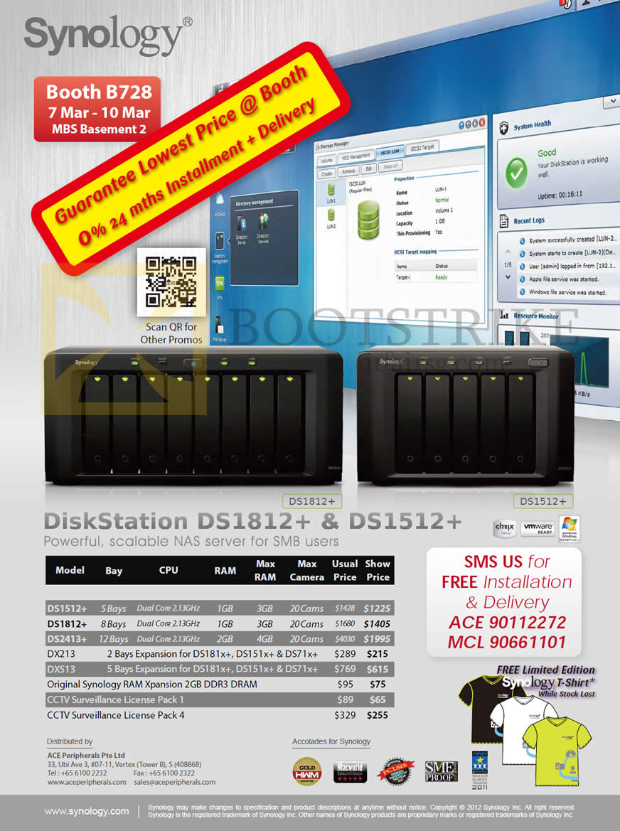 IT SHOW 2013 price list image brochure of Ace Peripherals MCL Synology DS1512Plus DS1812Plus DS2413Plus DX213 DX513, Xpansion RAM 2GB DDR3 DRAM