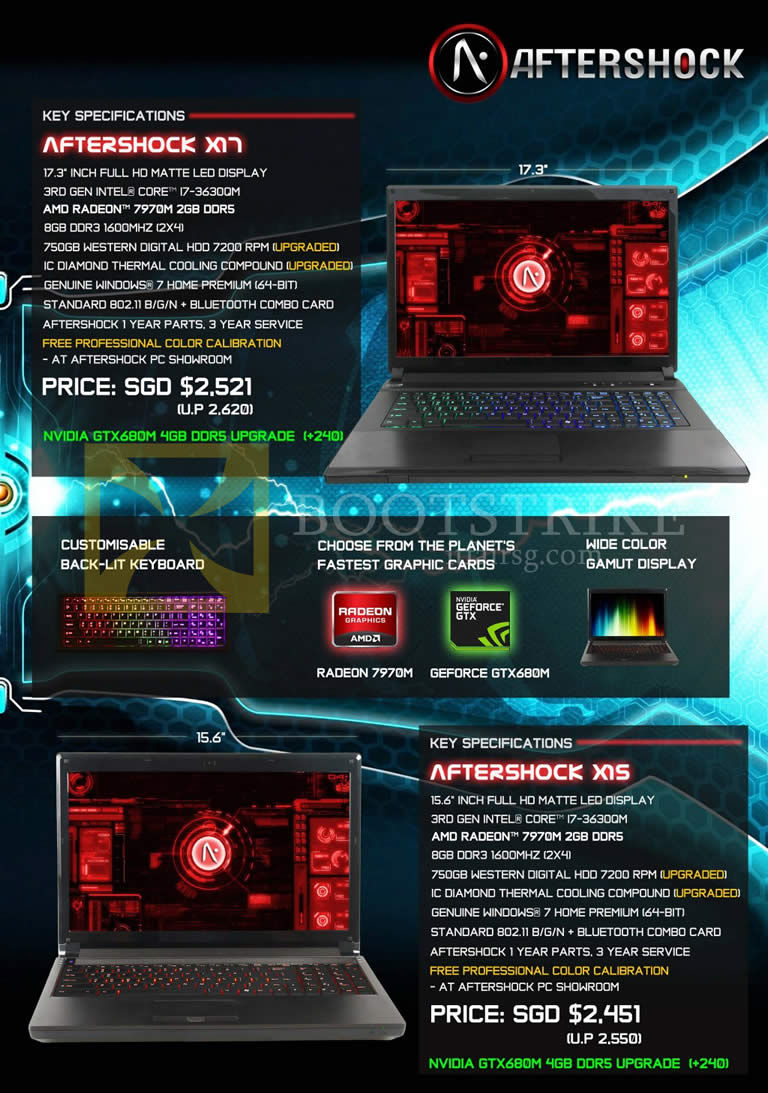 IT SHOW 2013 price list image brochure of Aftershock X17 Gaming Notebook, X15