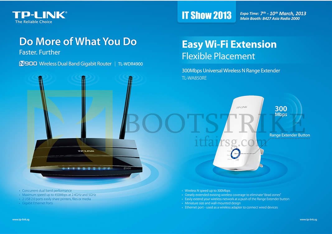 IT SHOW 2013 price list image brochure of Asia Radio TP-Link N900 Wireless Router TL-WDR4900, Range Extender TL-WA850RE