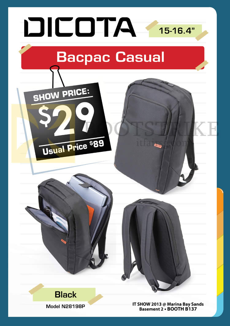 IT SHOW 2013 price list image brochure of Convergent Dicota Bacpac Casual N28198P Bags