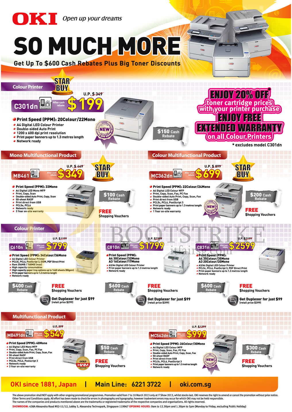 IT SHOW 2013 price list image brochure of Courts OKI Printers LED C301dn, MB461, MC362dn, C610n, C810n, C831n, MB491dn, MC562dn