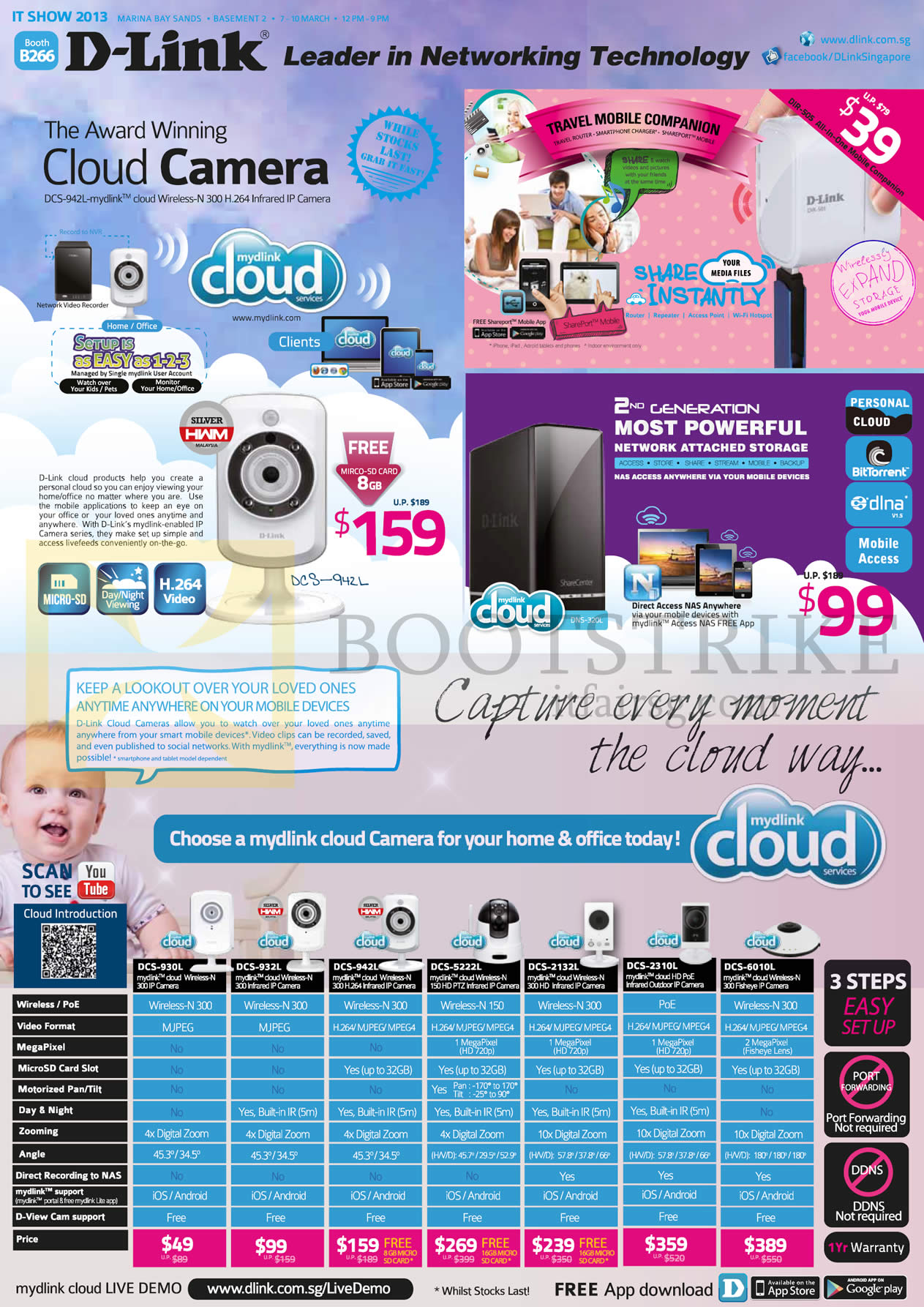 IT SHOW 2013 price list image brochure of D-Link IPCam Cloud Camera DCS 930L, 932L, 942L, 5222L, 2132L, 2310L, 6010L