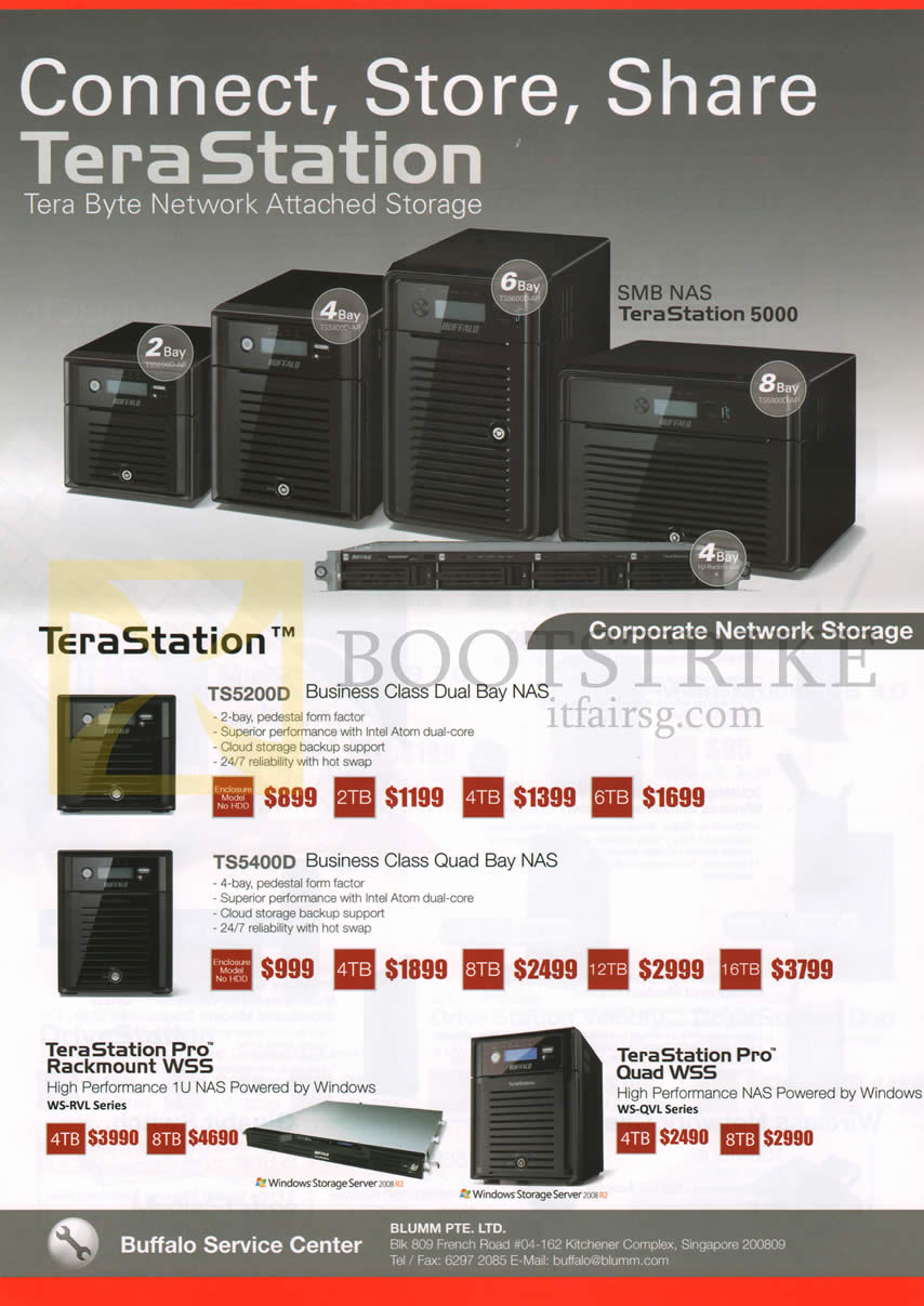 IT SHOW 2013 price list image brochure of ECS Buffalo NAS TeraStation TS5200D, TS5400D, Pro Rackmount WSS, Pro Quad WSS