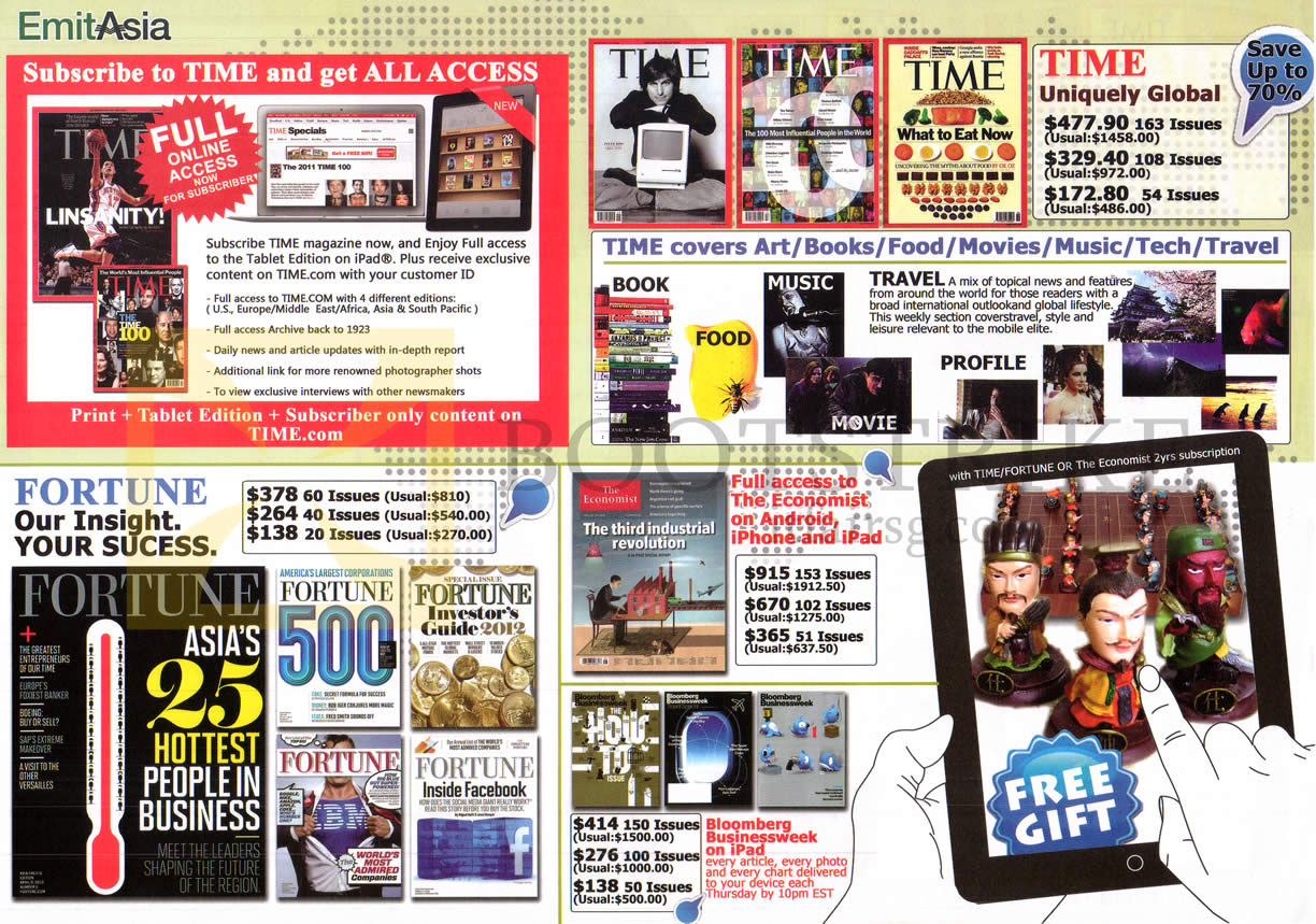 IT SHOW 2013 price list image brochure of EmitAsia Magazines Subscription Time, Fortune, Bloomberg, Economist