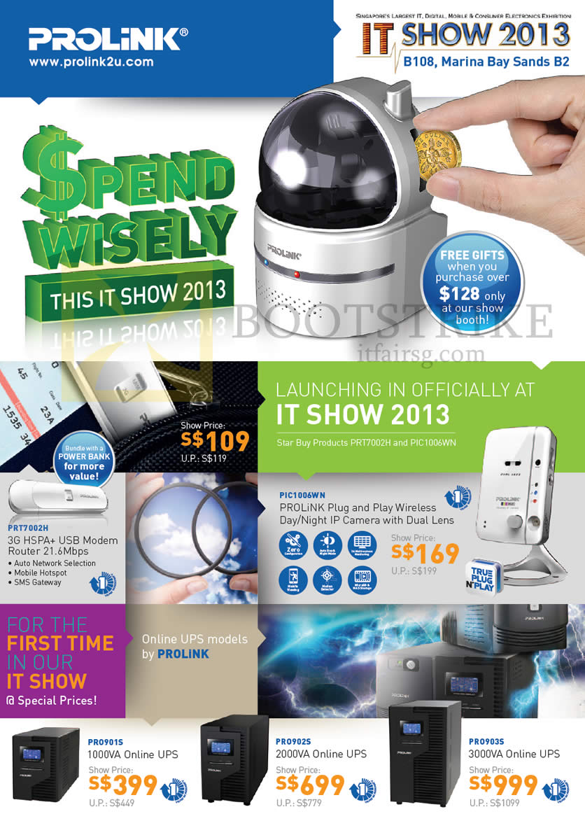 IT SHOW 2013 price list image brochure of Fida Prolink Networking PRT7002H, UPS PIC1006WN, PRO901S, PRO902S, PRO903S