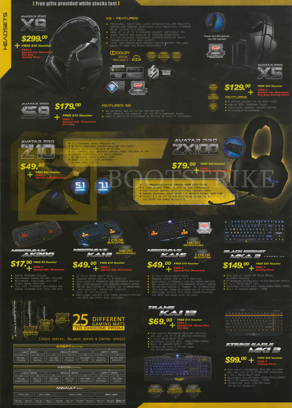 IT SHOW 2013 price list image brochure of Leap Frog Armaggeddon Headsets Avatar Pro X9 S9 X5 Z10 ZX100, Keyboard Nighthawk AK300 KAI-3 IAI-5, Black Hornet MKA3, Trans Kai 13, Strike Eagle MKI 3