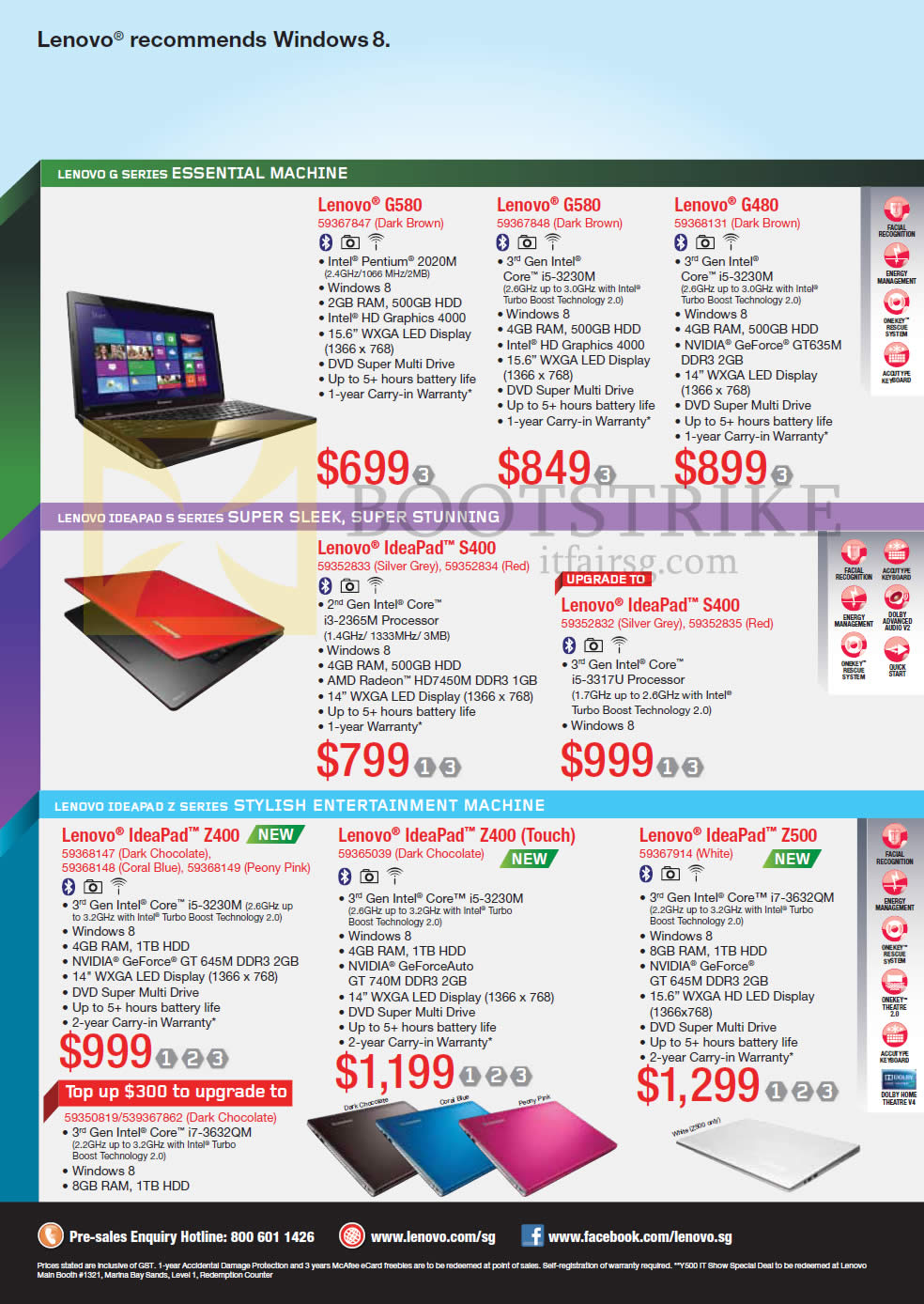 IT SHOW 2013 price list image brochure of Lenovo Notebooks G480, G480, IdeaPad S400, Z400, Z500