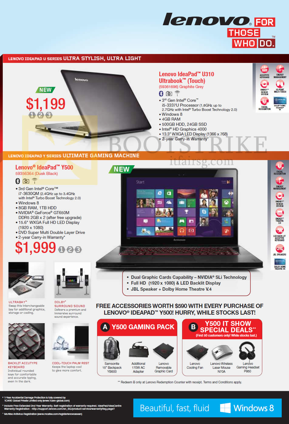 IT SHOW 2013 price list image brochure of Lenovo Notebooks Ideapad U310 Ultrabook, Y500