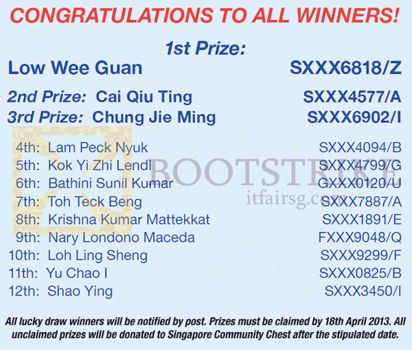 IT SHOW 2013 price list image brochure of Lucky Draw Results Winners