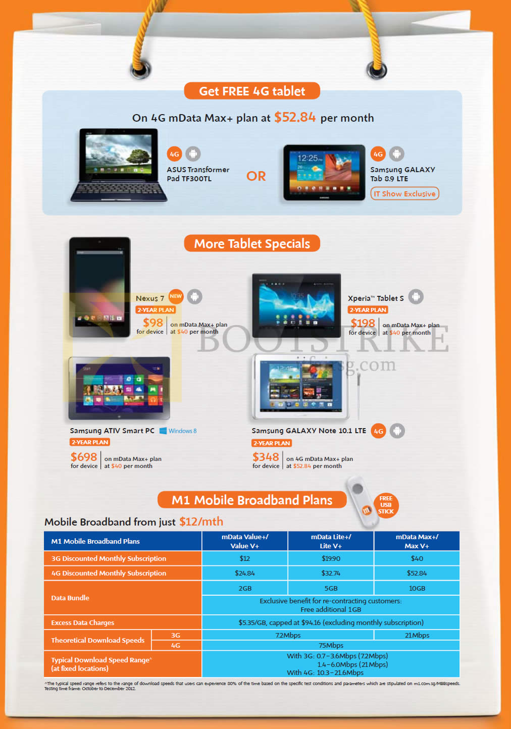 IT SHOW 2013 price list image brochure of M1 Tablets ASUS Transformer Pad TF300TL, Samsung Galaxy Tab 8.9 LTE, Note 10.1 LTE, Nexus 7, Sony Xperia Tablet S, Samsung ATIV Smart PC, Mobile Broadband MData Lite Max