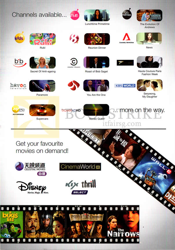 IT SHOW 2013 price list image brochure of MediaCorp Toggle Channels List, Movies On Demand