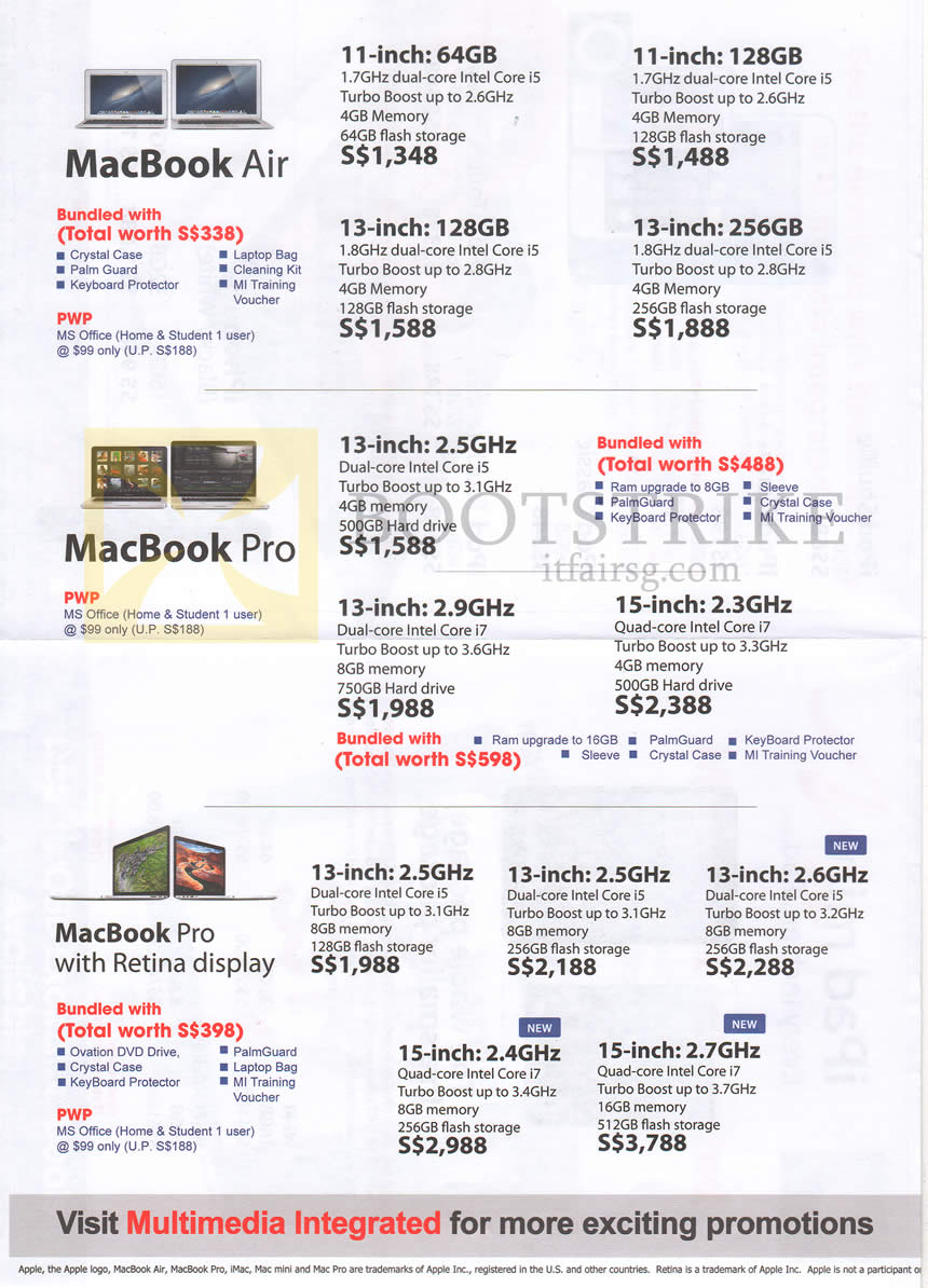 IT SHOW 2013 price list image brochure of Multimedia Integrated Apple Notebooks MacBook Air, MacBook Pro, MacBook Pro With Retina Display