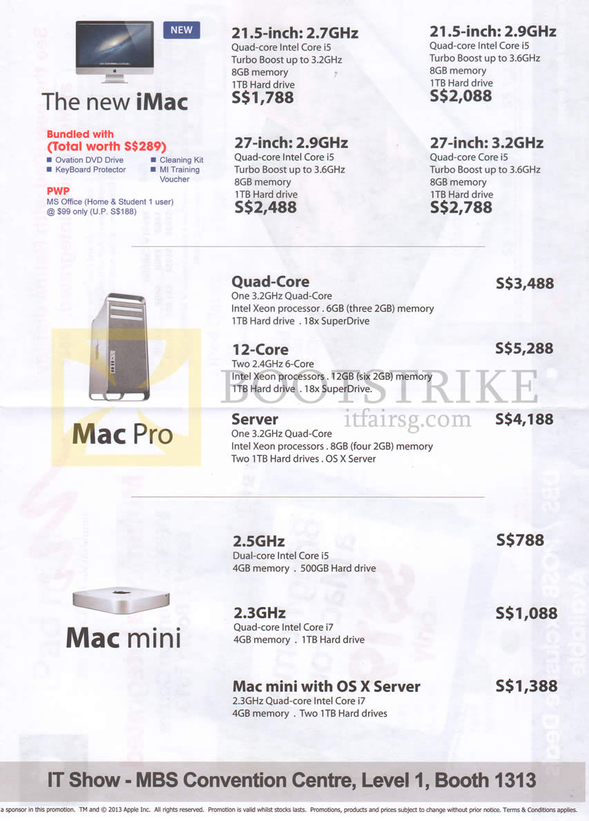 IT SHOW 2013 price list image brochure of Multimedia Integrated Apple IMac Desktop PC, Mac Pro, Mac Mini