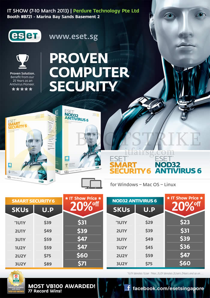 IT SHOW 2013 price list image brochure of Perdure Eset Smart Security 6, NOD32 Antivirus 6 Software