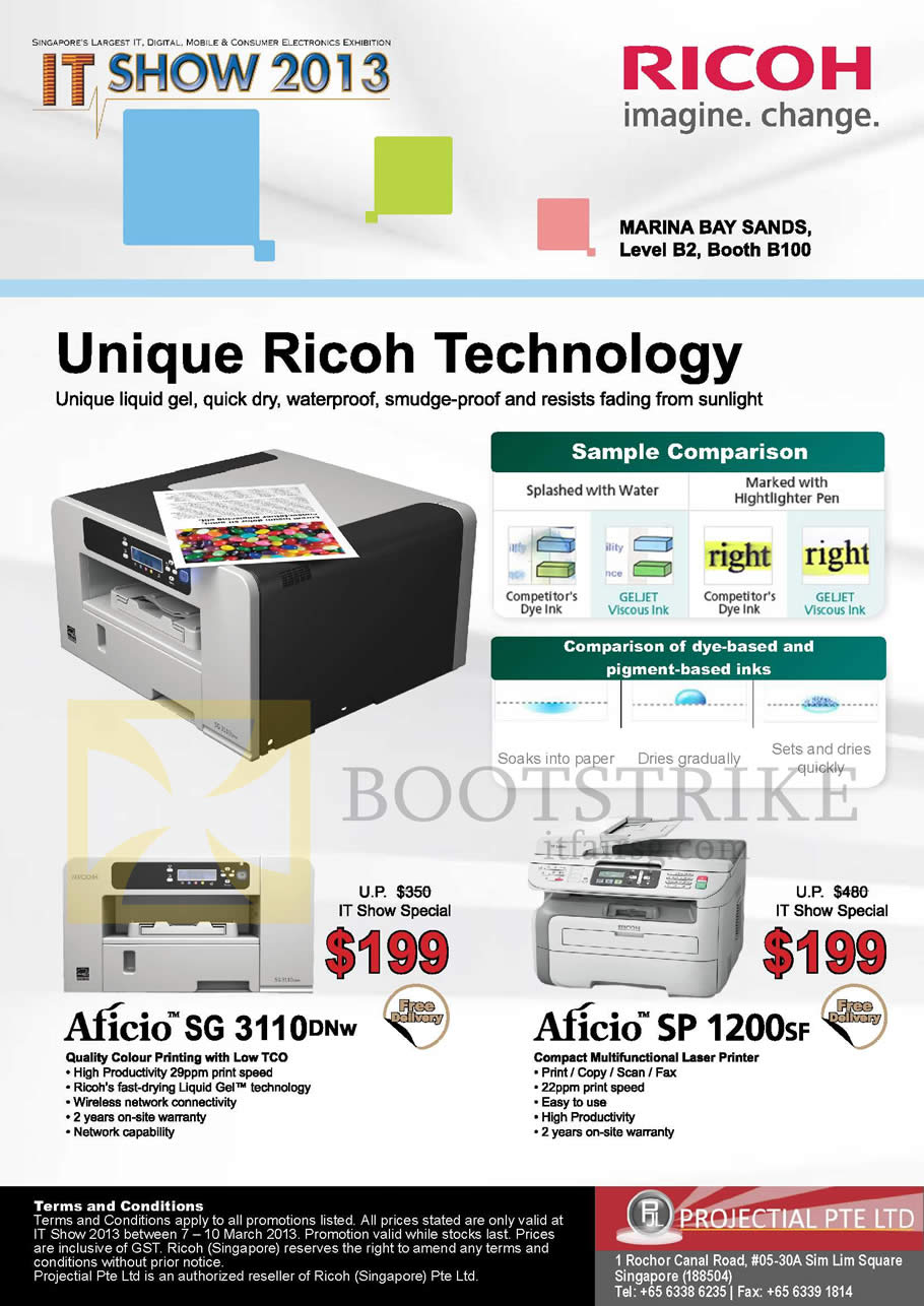 IT SHOW 2013 price list image brochure of Ricoh Printers Laser Aficio SG 3110DNW, Aficio SP 1200SF