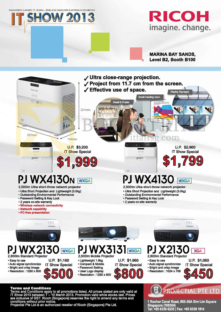 IT SHOW 2013 price list image brochure of Ricoh Projectors PJ WX4130N, WX4130, WX2130, WX3131, X2130