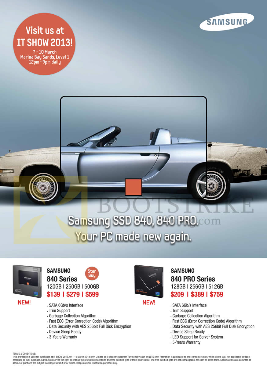 IT SHOW 2013 price list image brochure of Samsung SSD 840 Series, 840 Pro Series