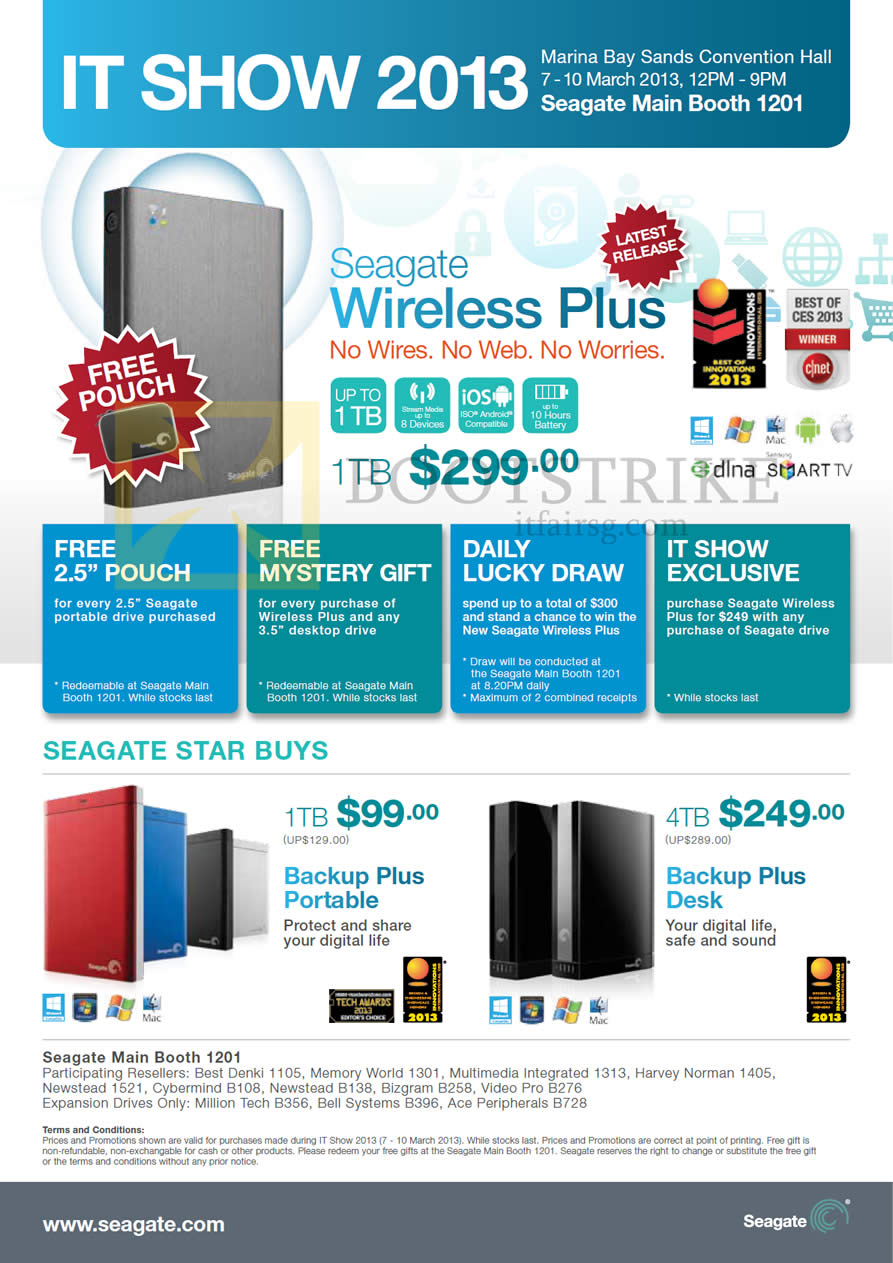 IT SHOW 2013 price list image brochure of Seagate External Storage Wireless Plus, Backup Plus Portable, Backup Plus Desk