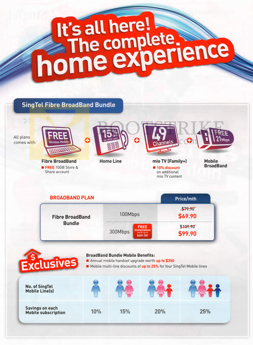 IT SHOW 2013 price list image brochure of Singtel Broadband Fibre 100Mbps, 300Mbps Bundle Fixed Line, Mio TV, Mobile Broadband