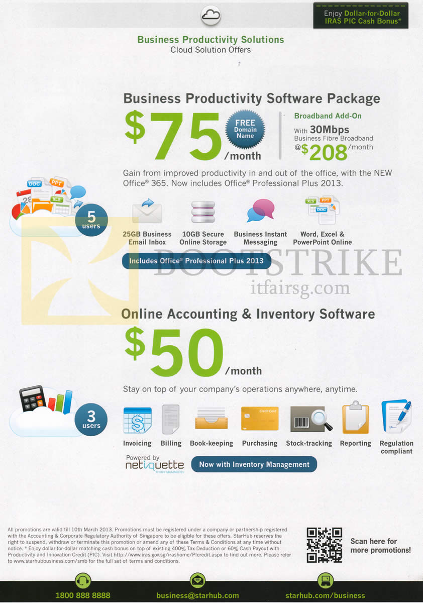 IT SHOW 2013 price list image brochure of Starhub Business Productivity Software Package, Online Accounity N Inventory Software