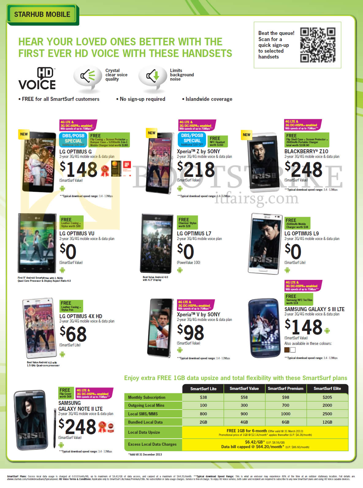 IT SHOW 2013 price list image brochure of Starhub Mobile Phones LG Optimus G, Vu, L7, L9, 4X HD, Sony Xperia Z, Xperia V, Blackberry Z10, Samsung Galaxy S III LTE