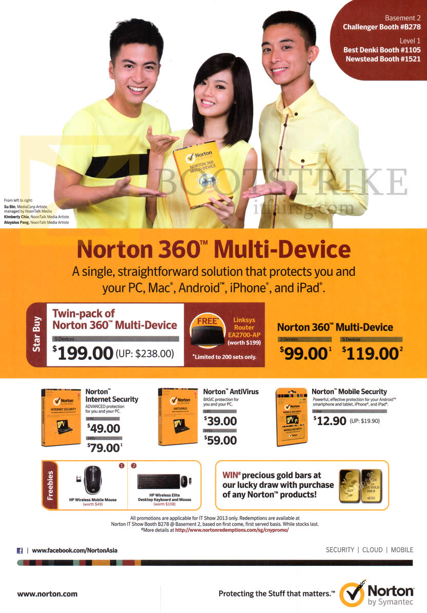 IT SHOW 2013 price list image brochure of Symantec Norton 360 Multi Device, Norton Internet Security, Norton AntiVirus, Norton Mobile Security