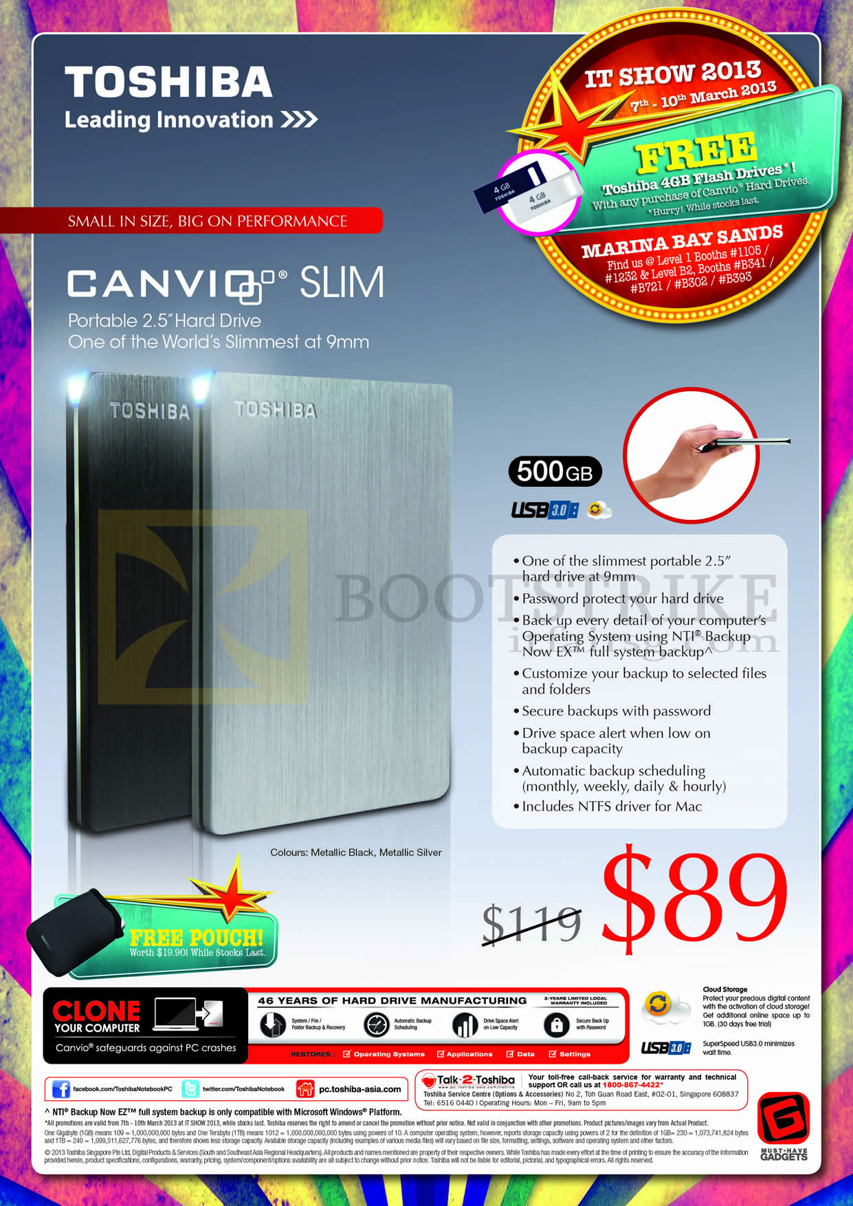 IT SHOW 2013 price list image brochure of Toshiba External Storage Canvio Slim 500GB