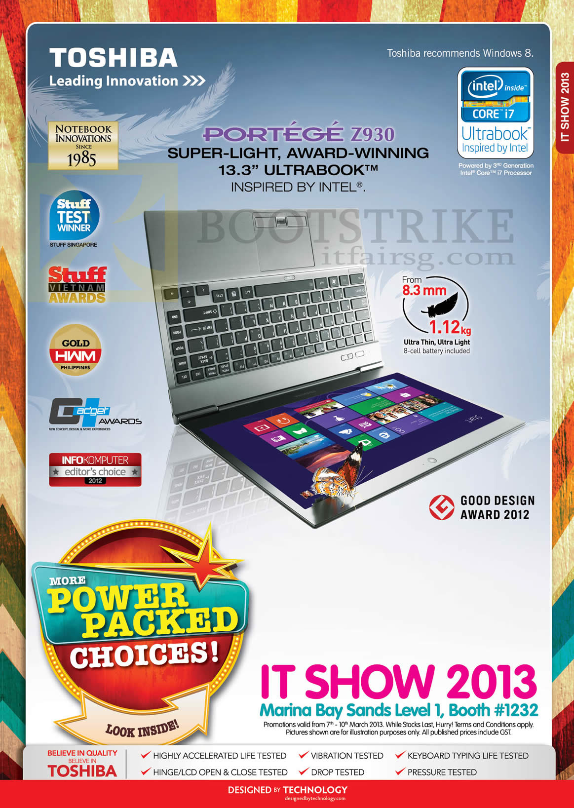 IT SHOW 2013 price list image brochure of Toshiba Notebooks Portege Z930 Awards