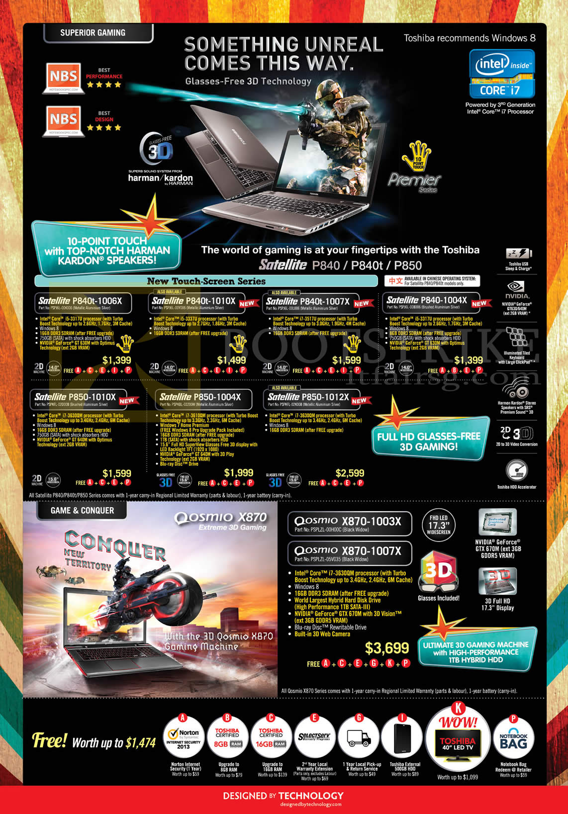 IT SHOW 2013 price list image brochure of Toshiba Notebooks Satellite P840t-1006X, P840t-1010X, P840t-1007X, P840-1004X, P850-1010X, P850-1004X, P850-1012X, Qosmio X870-1003X, X870-1007X