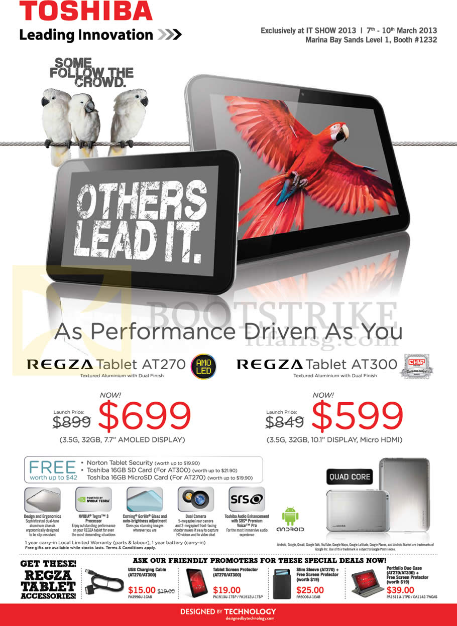 IT SHOW 2013 price list image brochure of Toshiba Tablets Regza AT270, AT300