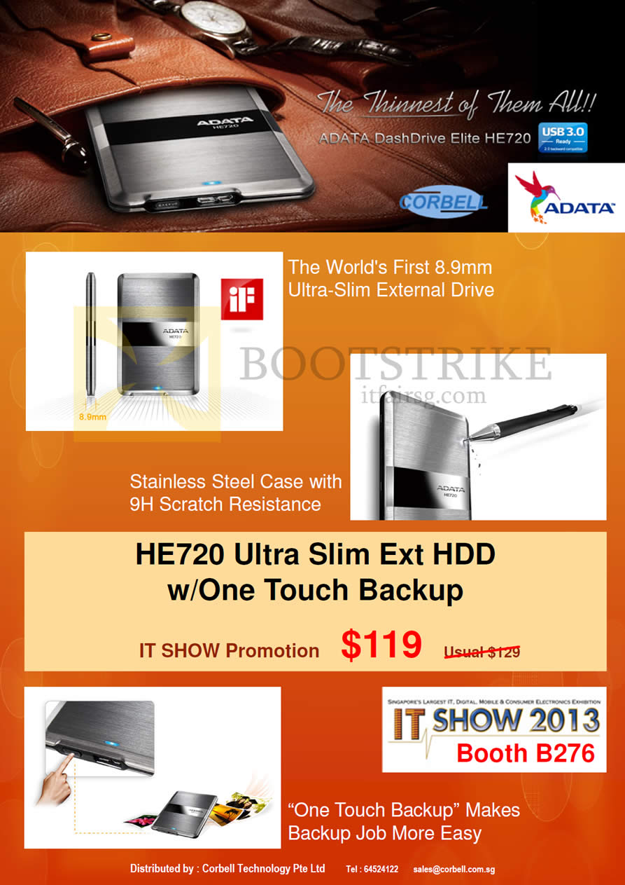 IT SHOW 2013 price list image brochure of Video-Pro Corbell AData HE720 USB External Storage