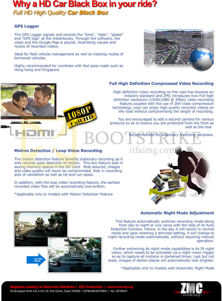 IT SHOW 2013 price list image brochure of ZMC Automotive HD Car Black Box Features, GPS Logger, Night Mode