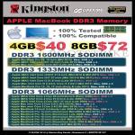 Kingston Apple Macbook DDR3 Memory RAM