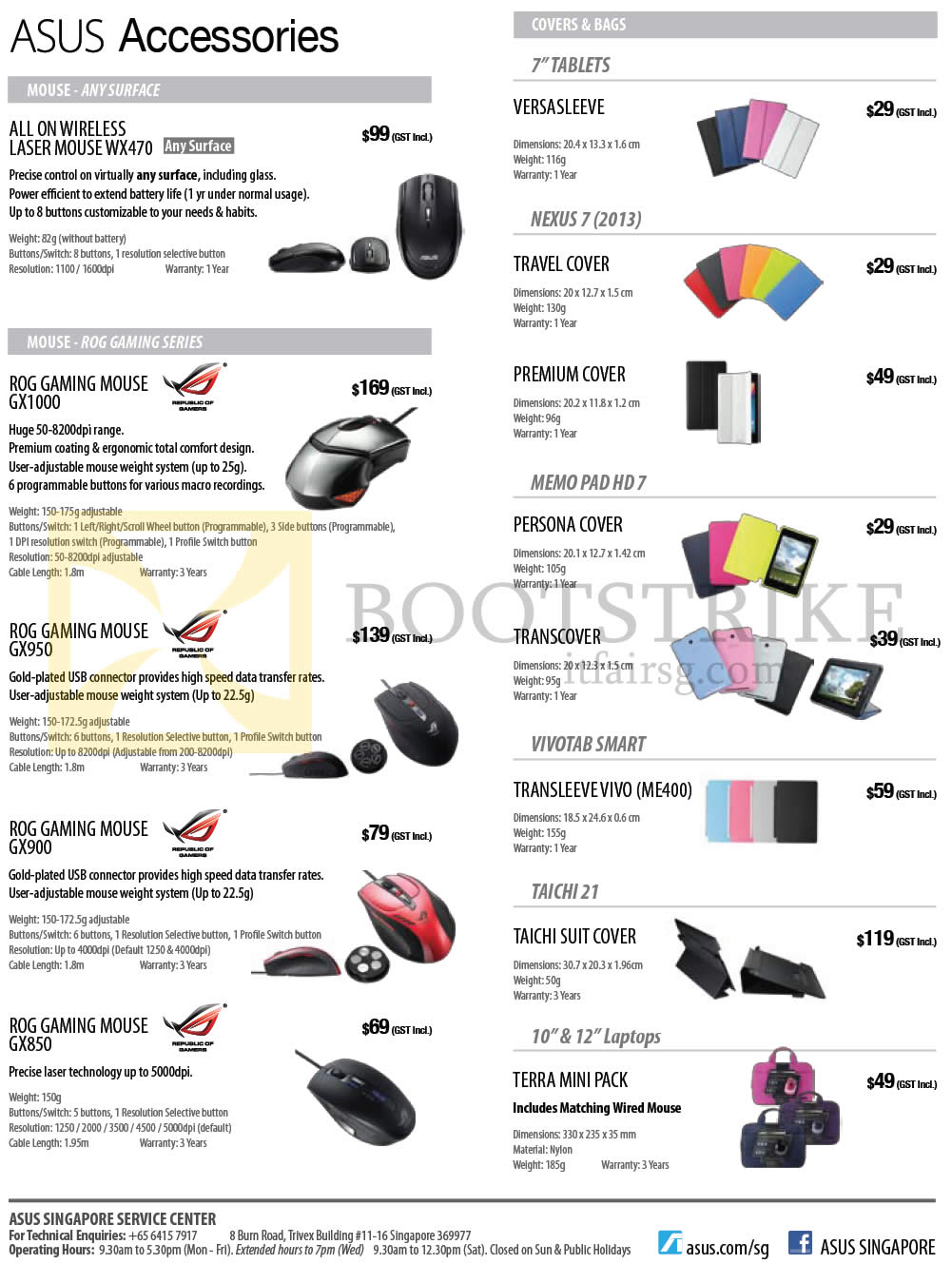 IT SHOW 2014 price list image brochure of ASUS Accessories Mouse, Covers, Bags